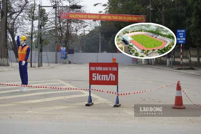 Cấm đường để làm dự án sân vận động 44 tỉ đồng ở Phú Thọ